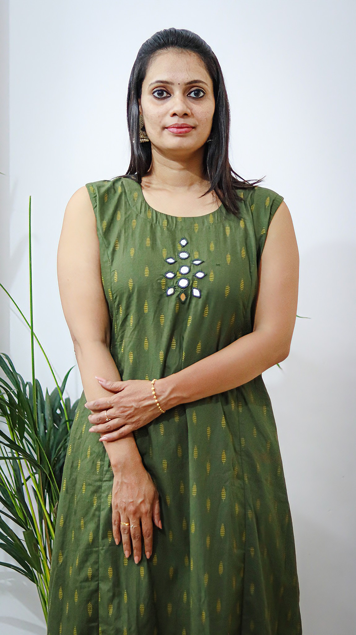 Olive Charm Mirror-Work Palazzo Set - Image 4