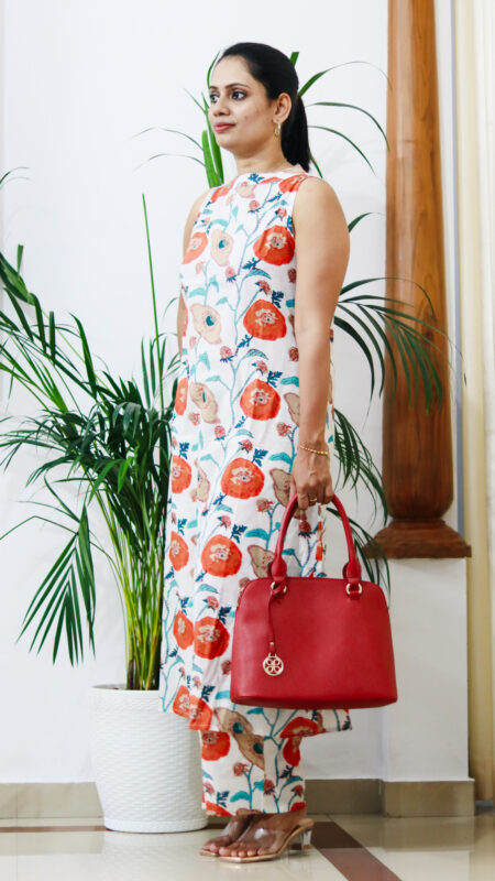 Blooming Elegance Cotton Halter Neck Palazzo Set