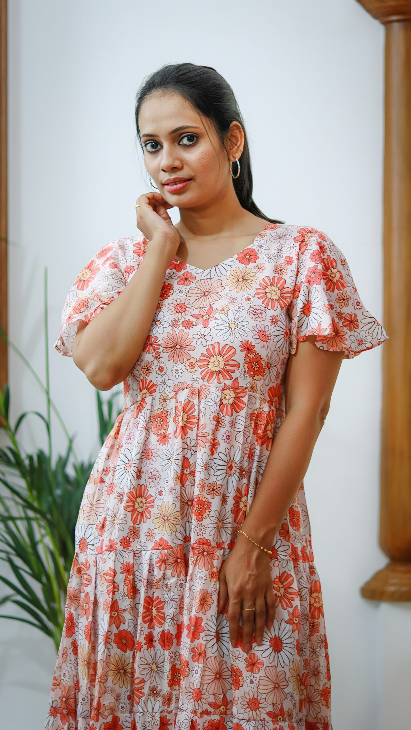 Multicolor Floral Print Cotton Dress - Image 2