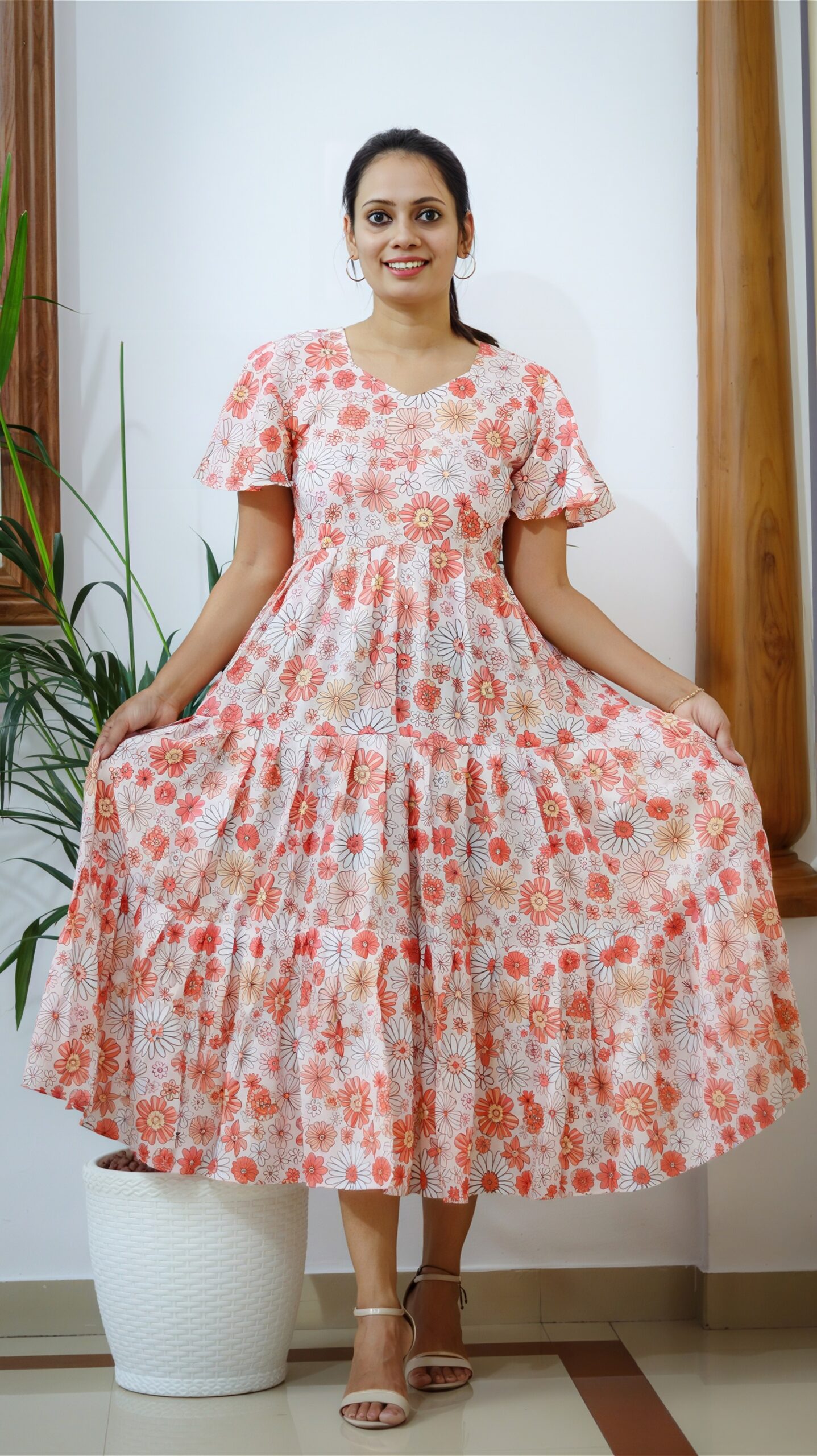 Multicolor Floral Print Cotton Dress