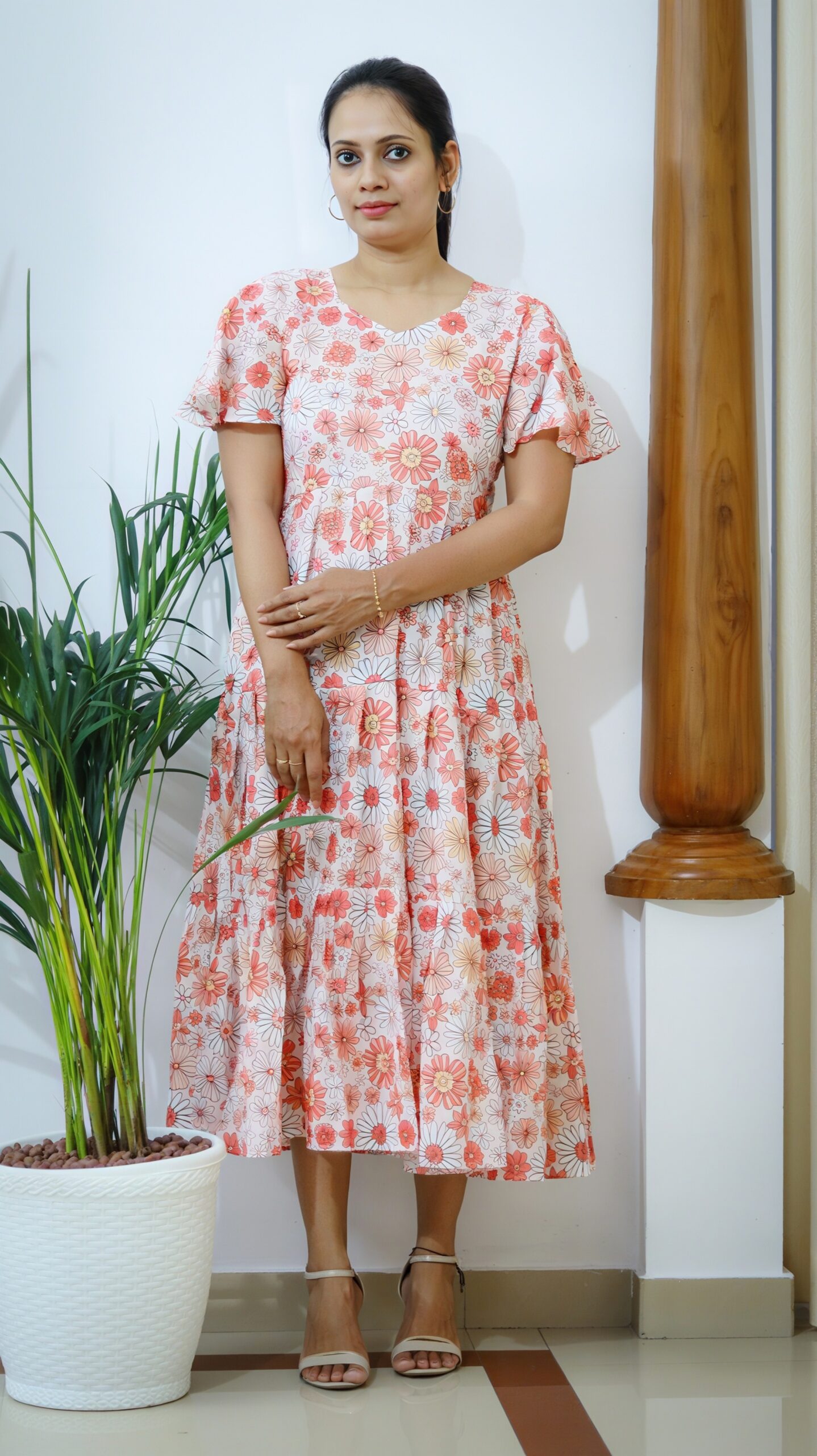 Multicolor Floral Print Cotton Dress - Image 3
