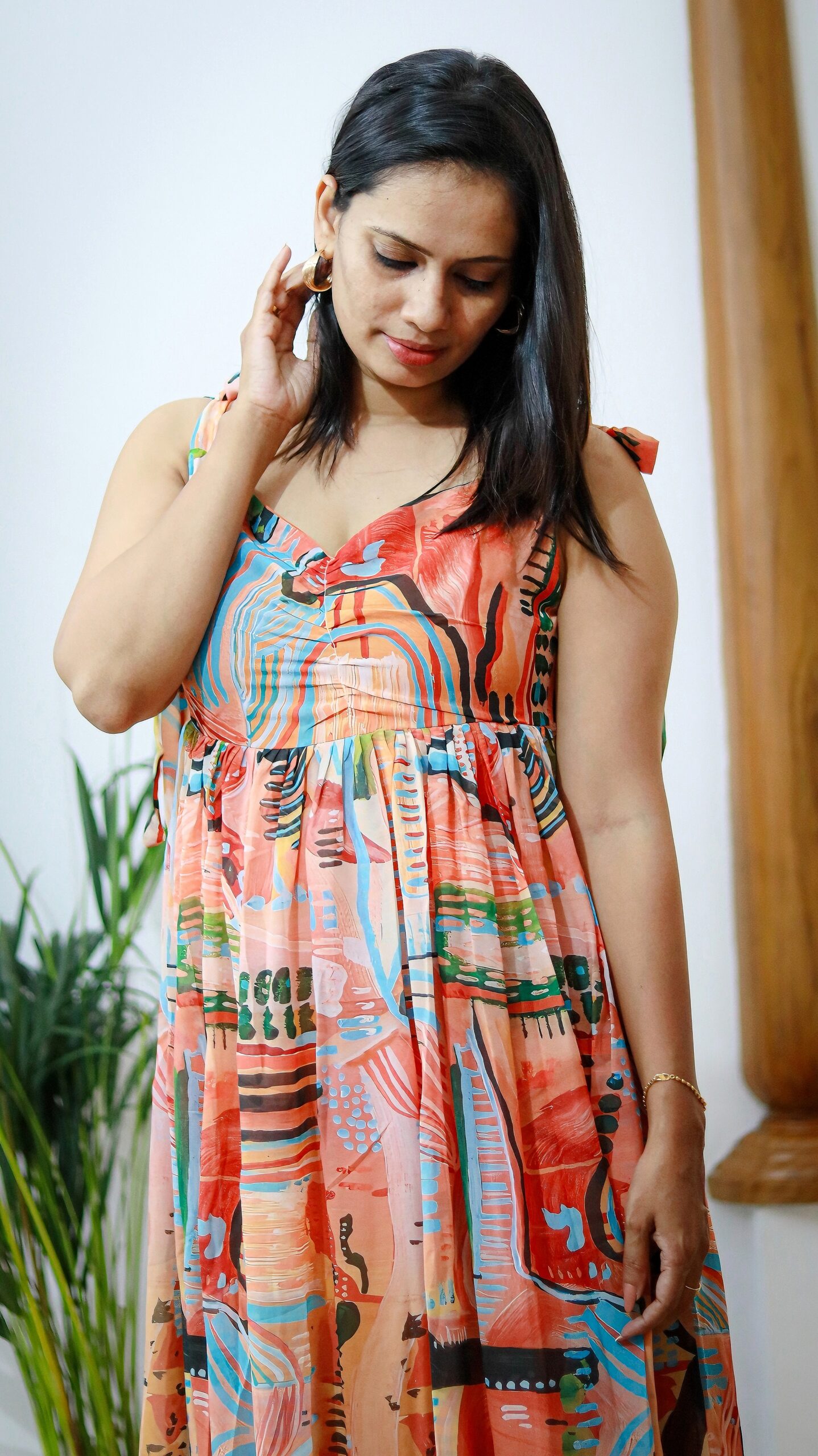 Multicolor Printed Georgette Maxi Dress - Image 2