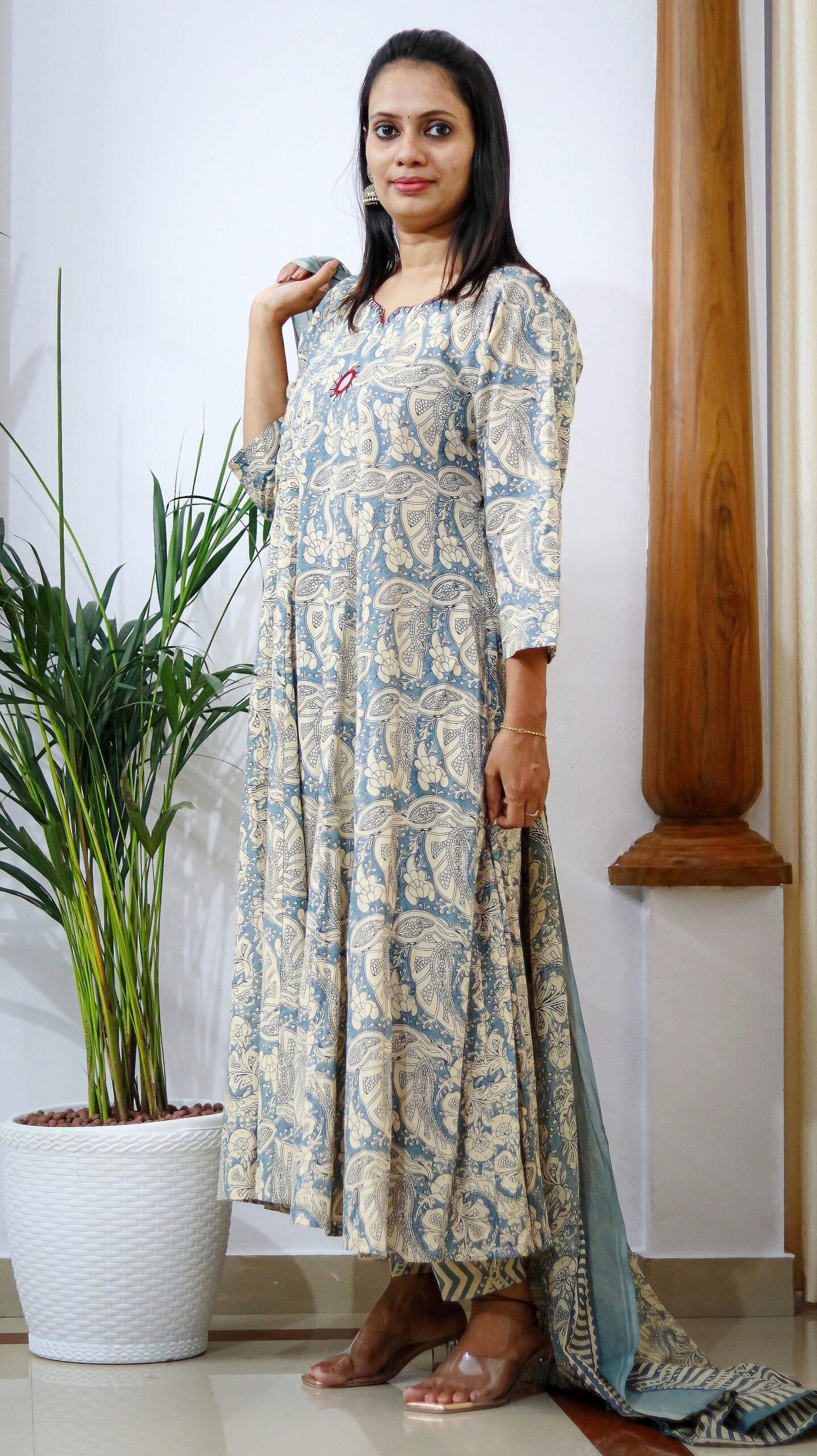 Pure Cotton Anarkali 3-Piece Set - Image 3