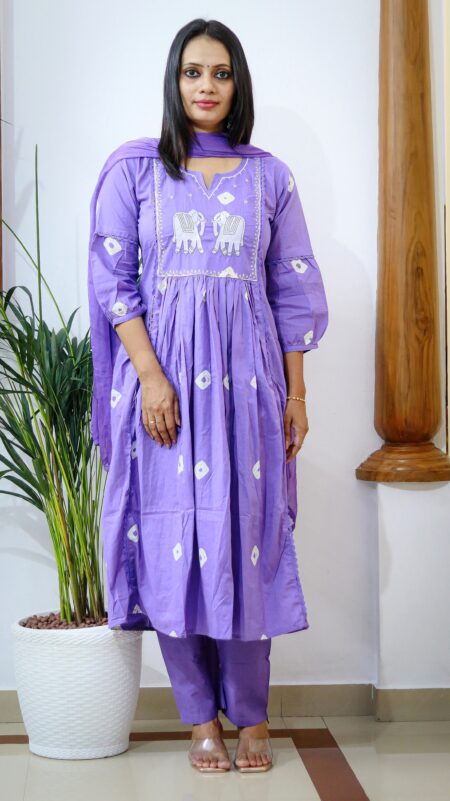 Lavender Charm – Cotton Kurta Pant Dupatta Set