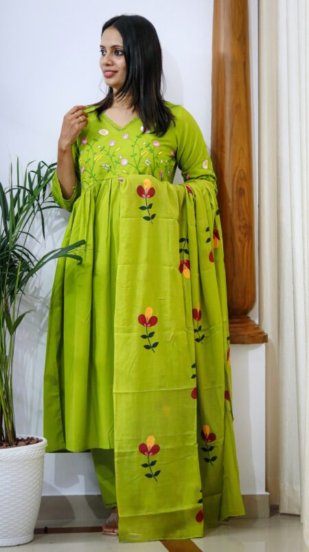 Blooming Grace Embroidered Cotton Suit Set