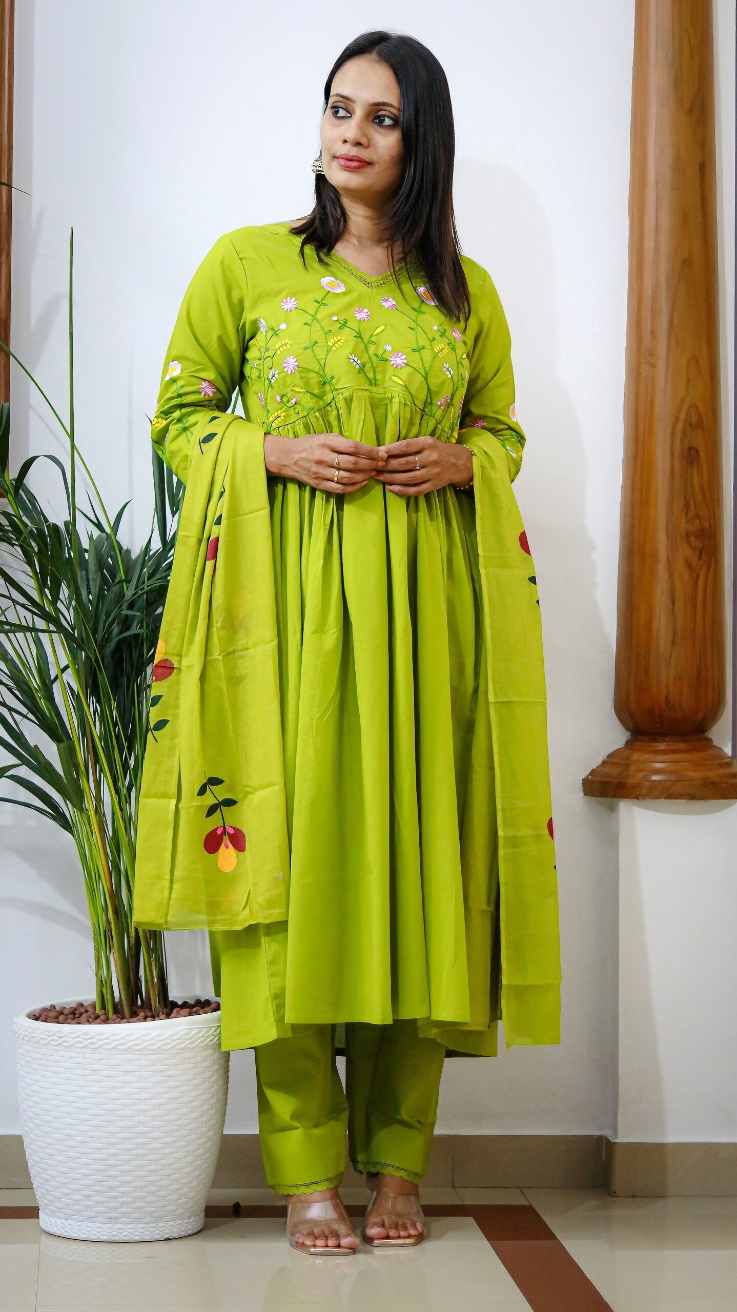 Blooming Grace Embroidered Cotton Suit Set - Image 2