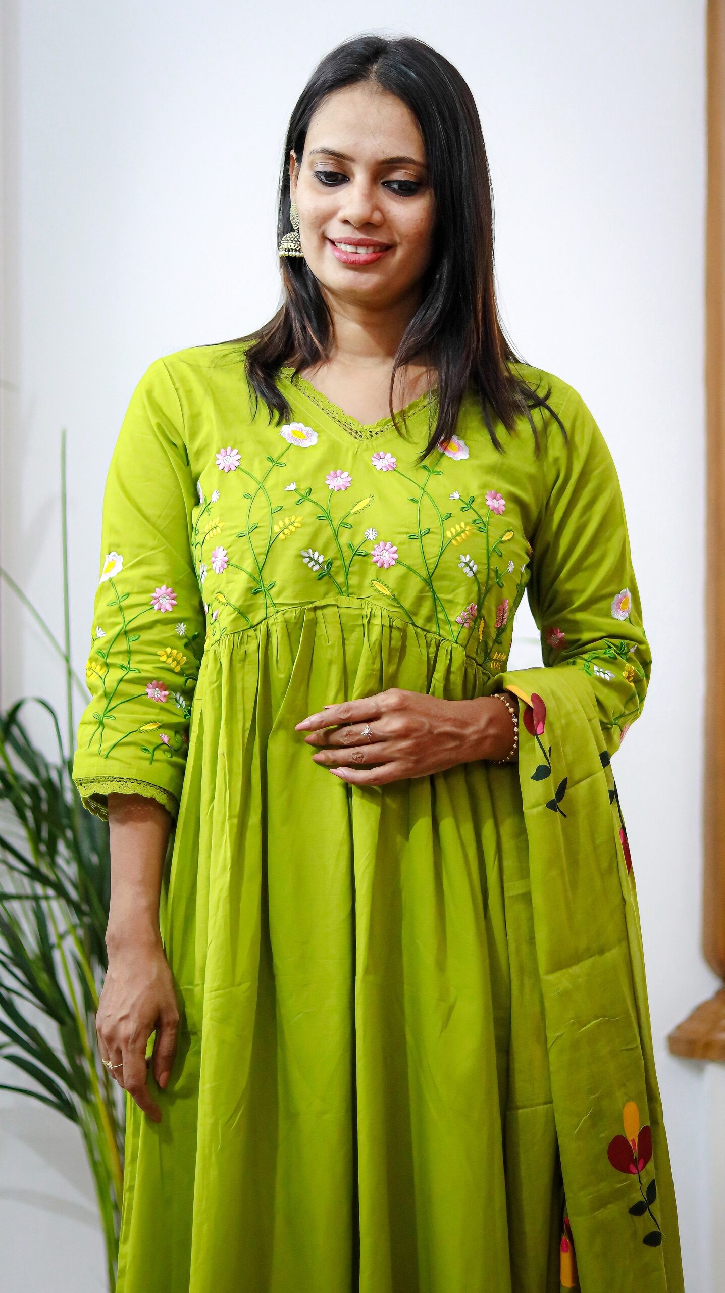 Blooming Grace Embroidered Cotton Suit Set - Image 3