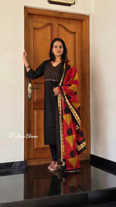 Black Dabu Cotton 3-Piece Set