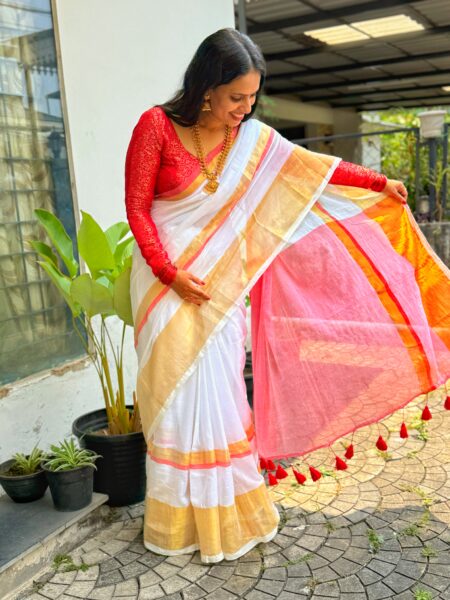 Kasavu Border Mul Cotton Saree