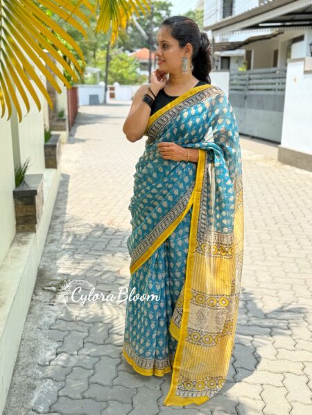 Pure Kota Doria Handblock Printed Saree
