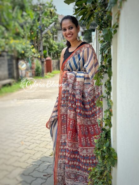 Pure Kota Doria Handblock Printed Saree